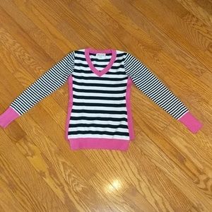 Pink Rose Striped Sweater - Size Small